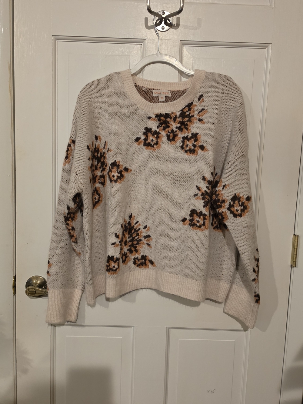Knox Rose Cozy Floral Long Sleeve Pullover Sweater Plus Size XXL
